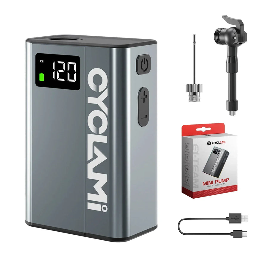 Ultralight Electric Tire Inflator 120 PSI Portable Pocket Pump Grey