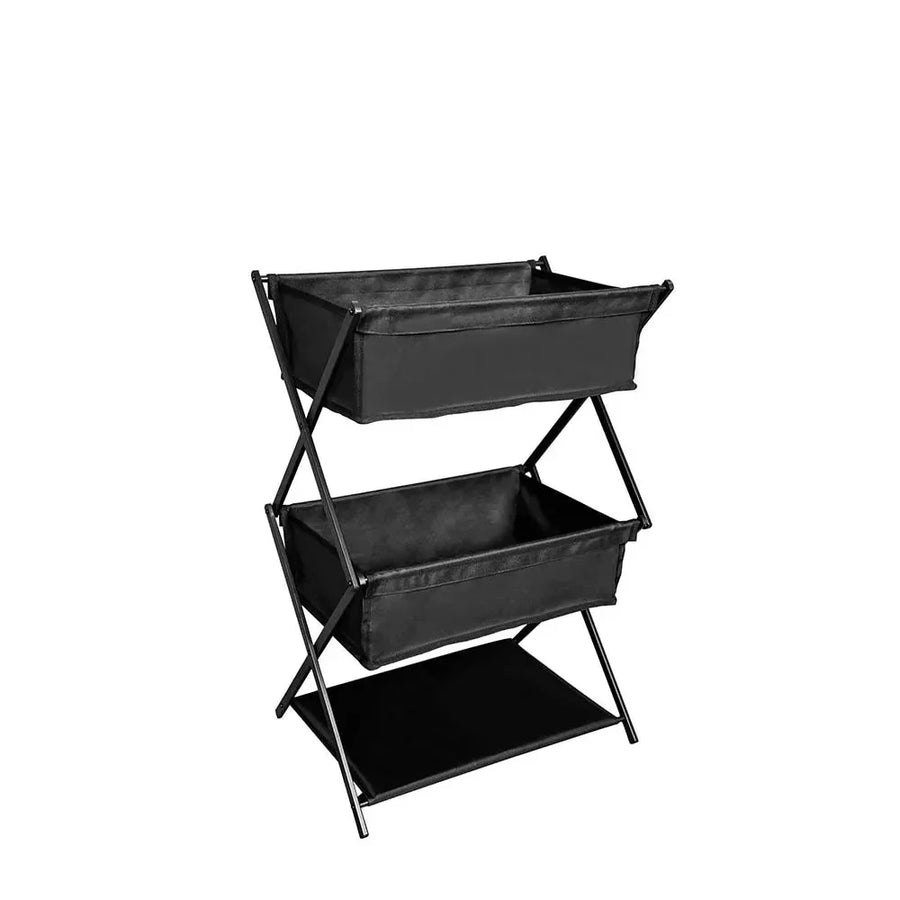3-Tier Folding Camping Storage Rack Organizer Black