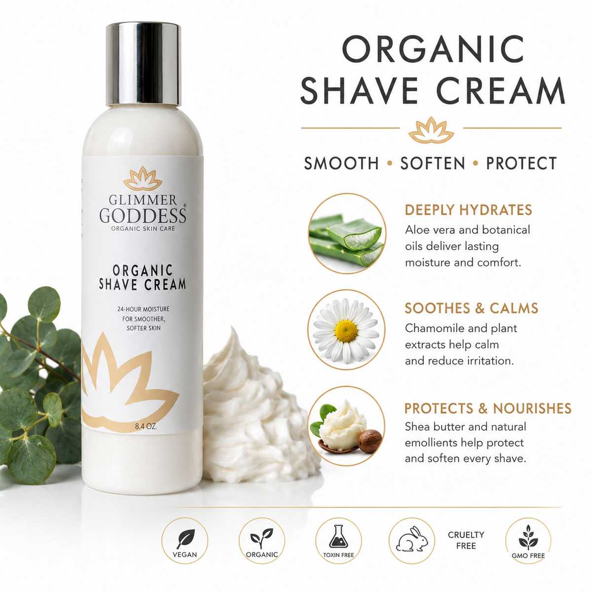 Organic Shave Cream for Sensitive Skin – Hydrating Formula
