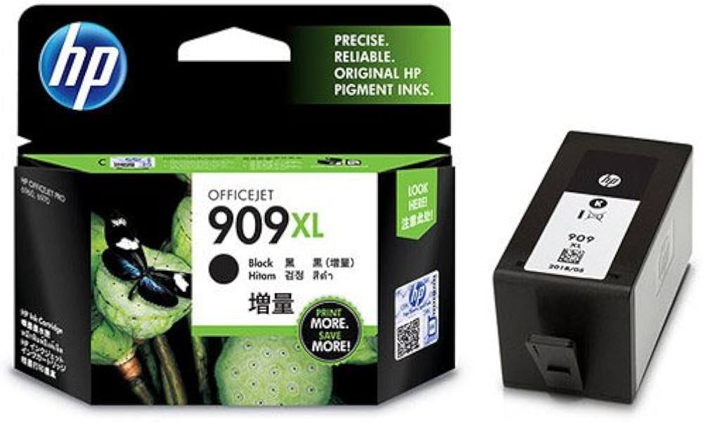 Genuine HP 909XL High-Yield Black OfficeJet Ink Cartridge, T6M21AA-0