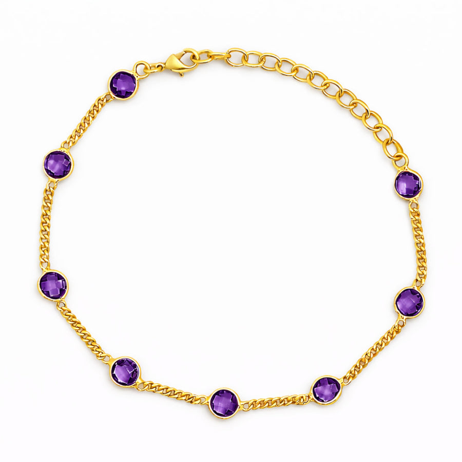 Adjustable Elegant Briolette Stone 18K Gold Plated Chain Bracelet TGB1009