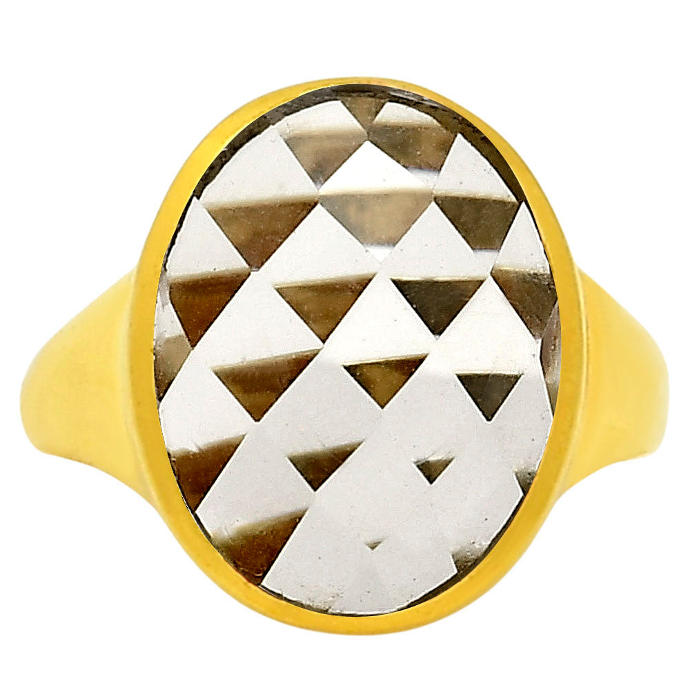 White Quartz Checker Ring size-7 RM-1004 TR01121-0