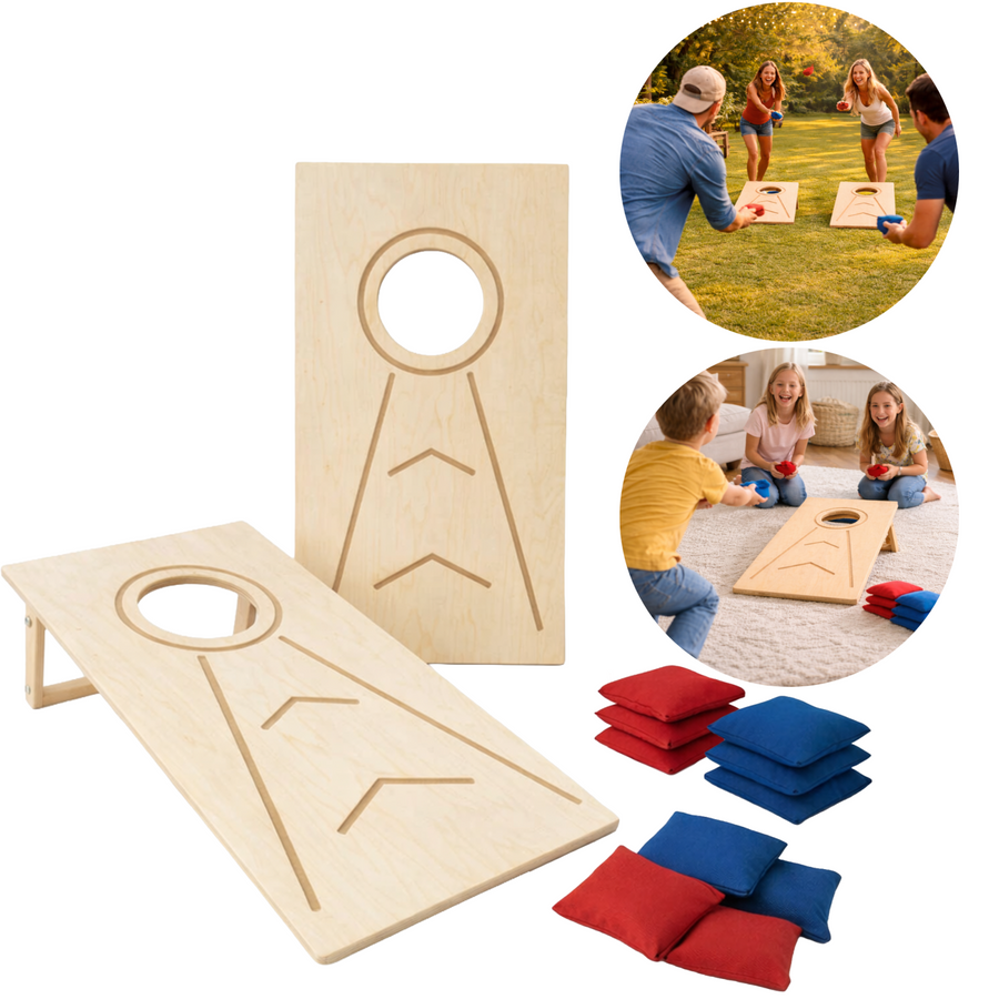 MAMOI®Cornhole Party Games Outdoor Indoor, Beach Game | Toss Game for Kids and Adults Including Bean Bags – 1 × Cornhole Boards & 2 × 5 Cornhole Bean Bags