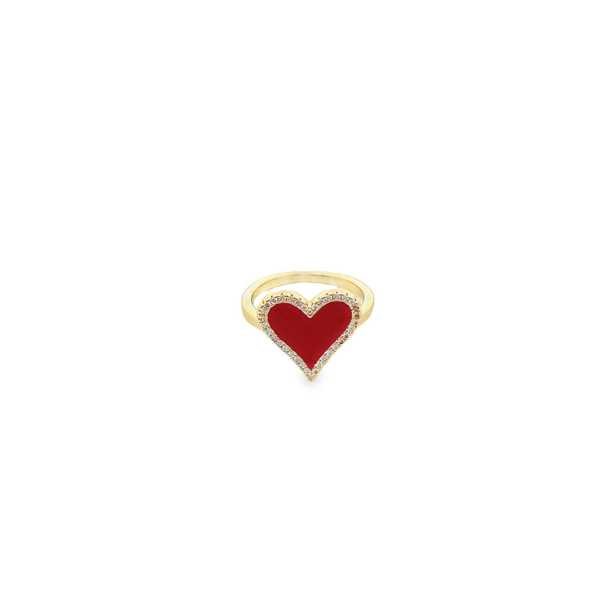 Enamel Micro CZ Heart Ring (D67)-0