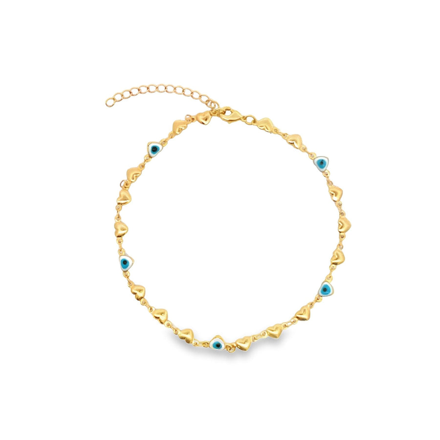 Blue Heart Evil Eye Chain Anklet (E90)