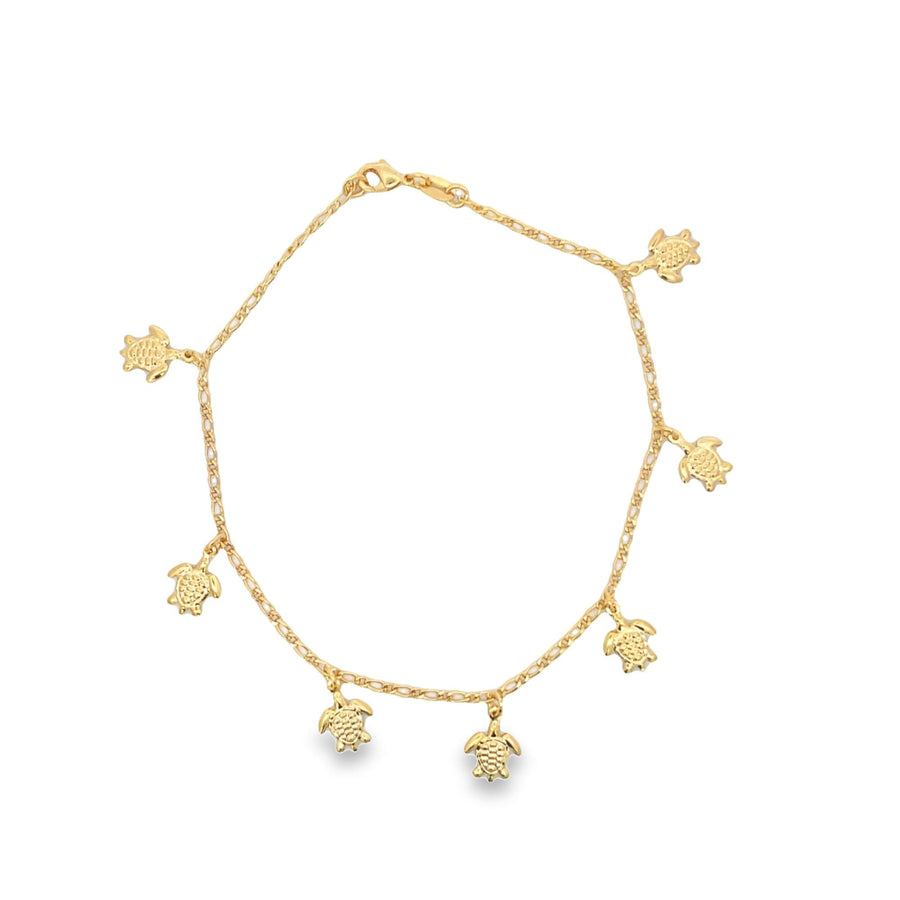 18K Gold Filled Dangle Turtle Charm Anklet (E17)