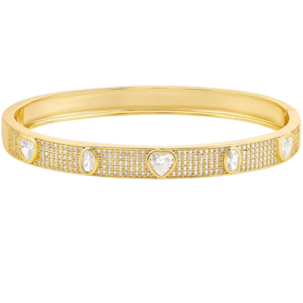 CZ Paved Stone Bangle Bracelet (B117)-0