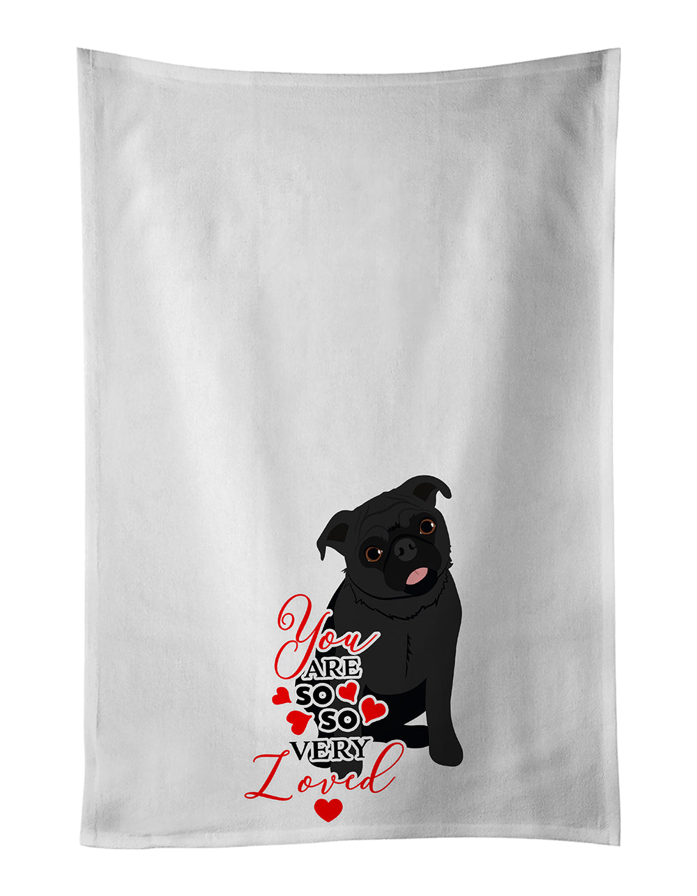 Pug Black #1 so Loved Kitchen Towel Set of 2-0