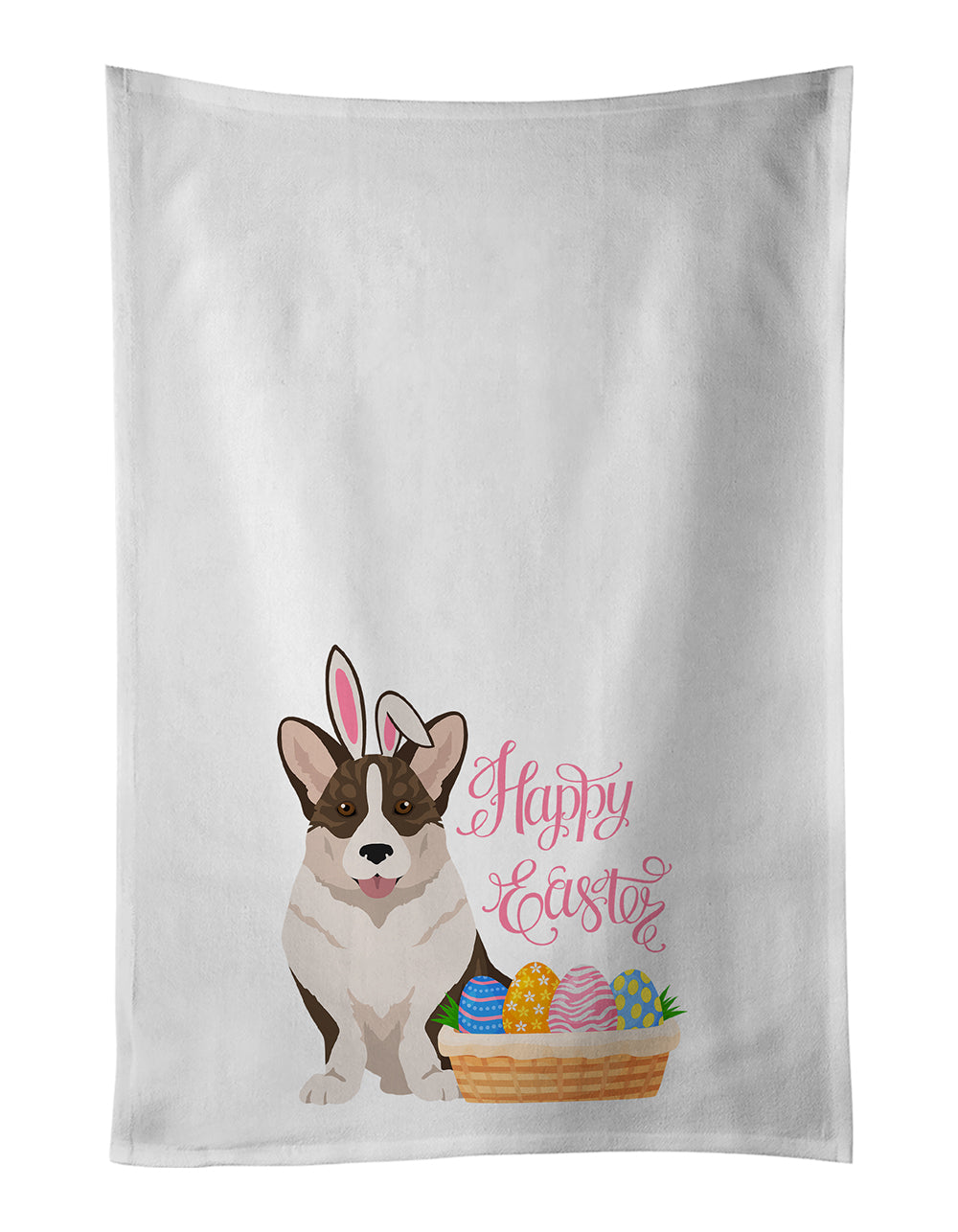 Brindle Cardigan Corgi Easter Kitchen Towel Set of 2-0