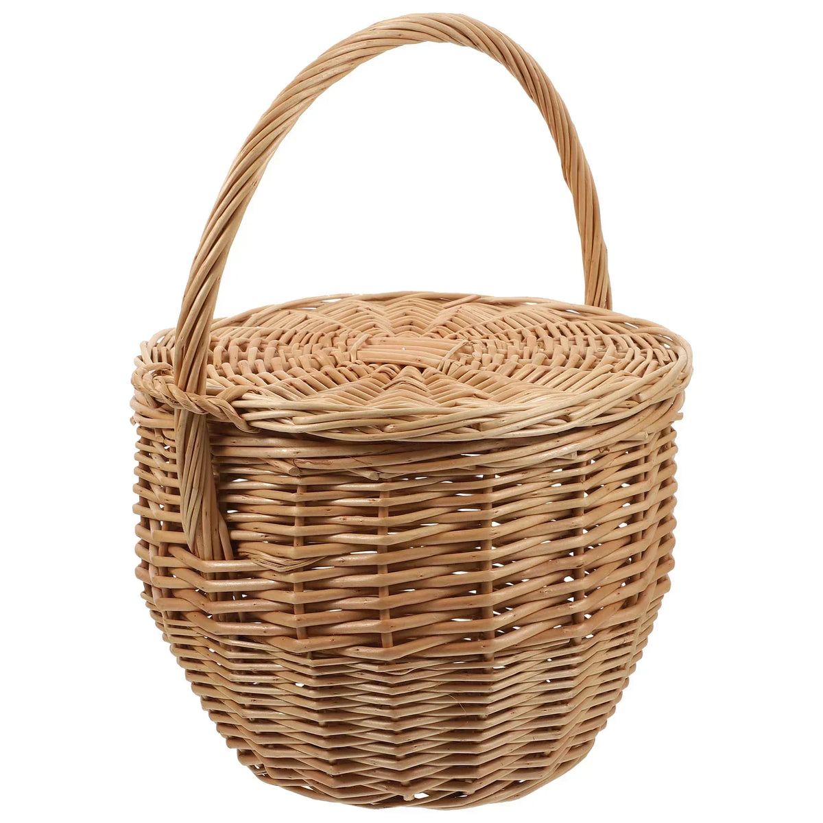 Wicker Woven Picnic Basket With Handle-0