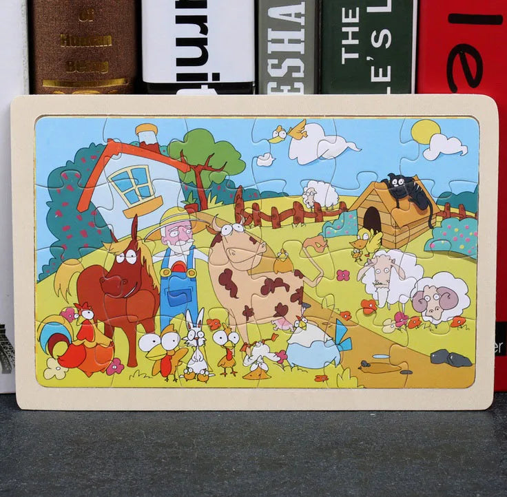 Wooden Cartoon Animal Puzzle Toy