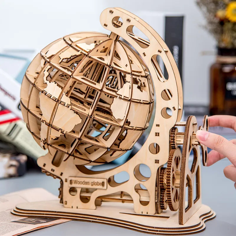 Wooden Globe 3D Puzzle Kit-0