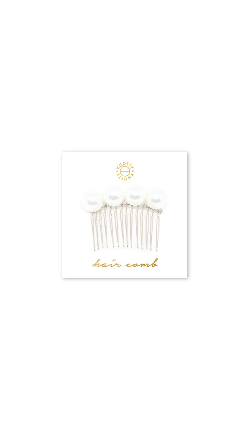 XL Pearl Hair Comb | Pearl/Rhodium-0