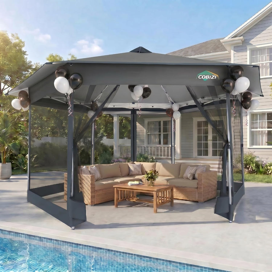 16x16 Pop Up Gazebo Weatherproof Mosquito Netting Shelter