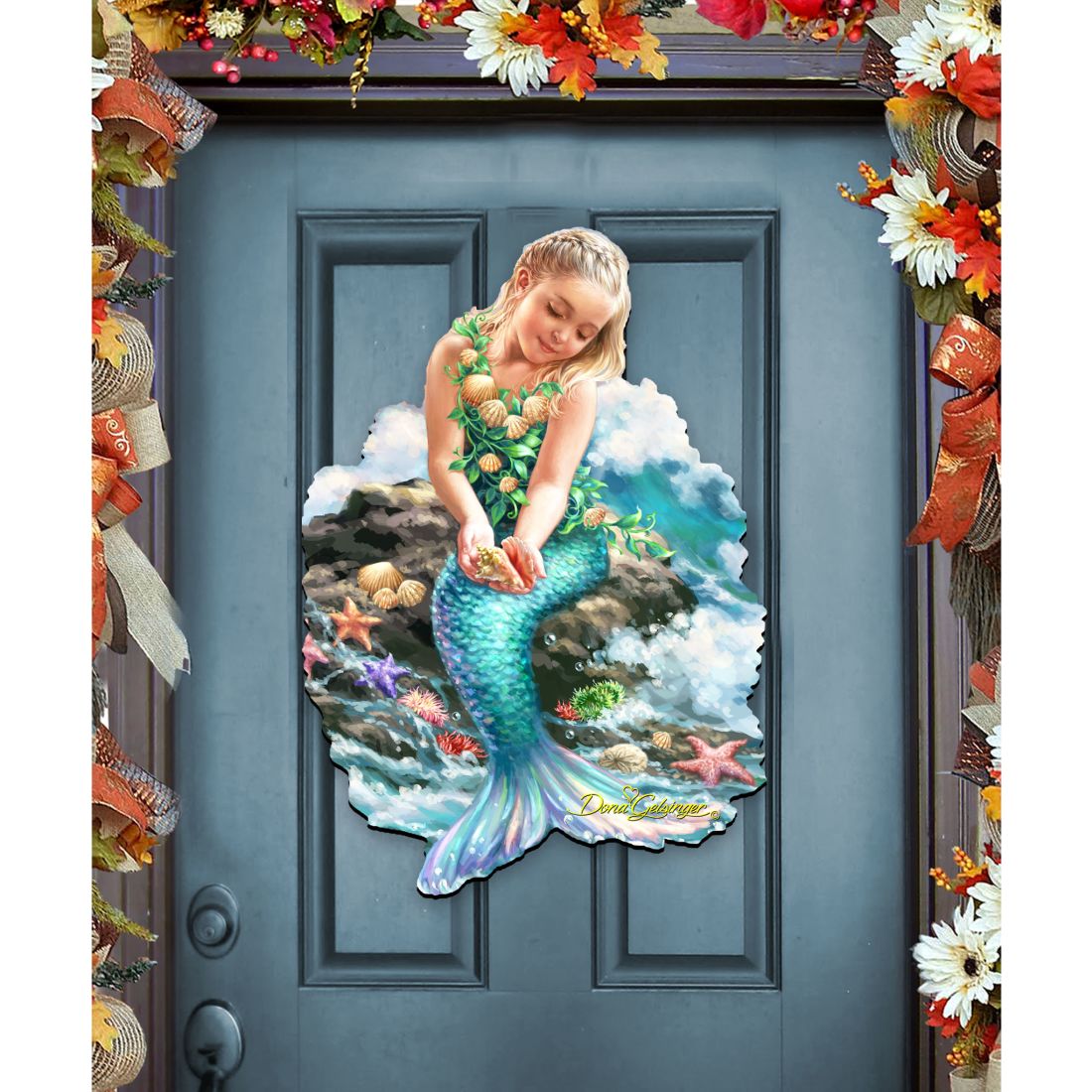 Mermaid Coastal Door Decor by D. Gelsinger - Coastal Holiday Decor - 8141112H-1611-0