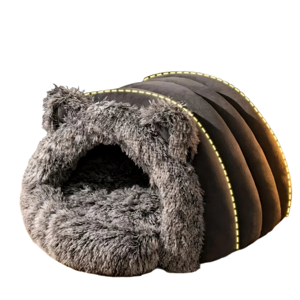 Plush Fleece Cat Cave Bed for Winter Comfort — 10801890820435
