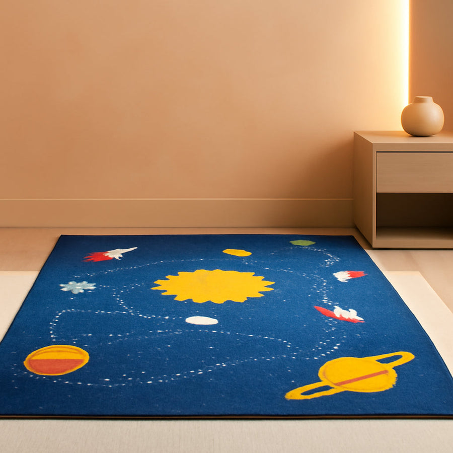 Durable Washable Rug Playhouse Collection Navy Gold