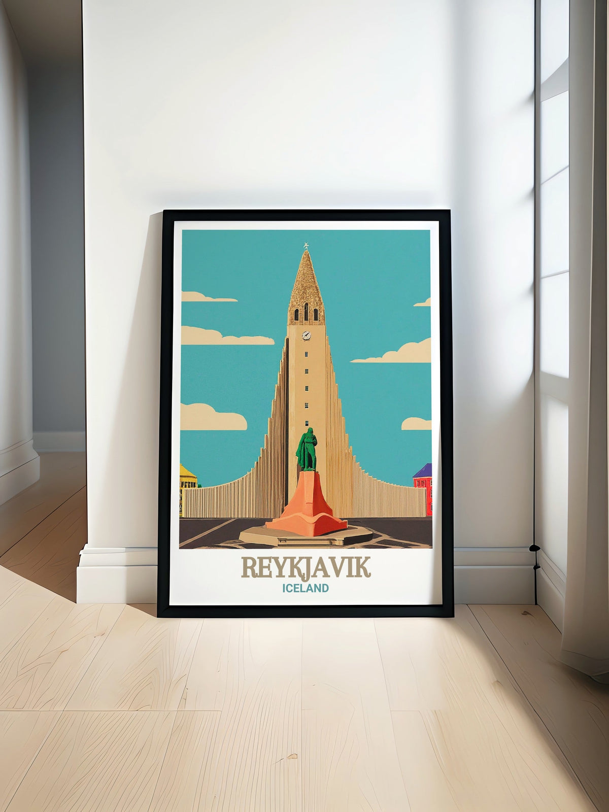 Reykjavik Poster Print - Hallgrímskirkja Travel Print - Icelandic Canvas Art - Reykjavik Travel Poster-0