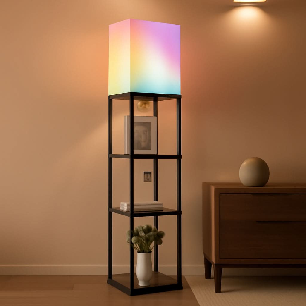 Tall Smart RGB Floor Lamp Height Adjustable Shelving Unit-0