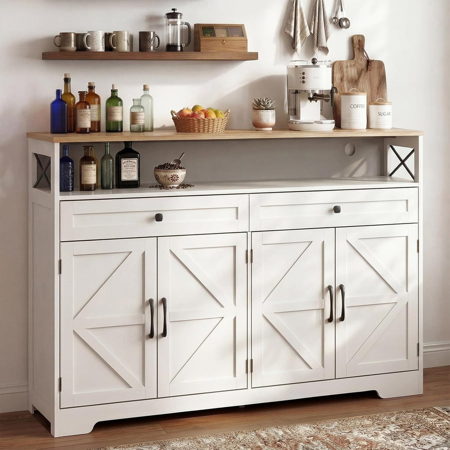 White 47 Inch Contemporary Kitchen Sideboard Cabinet