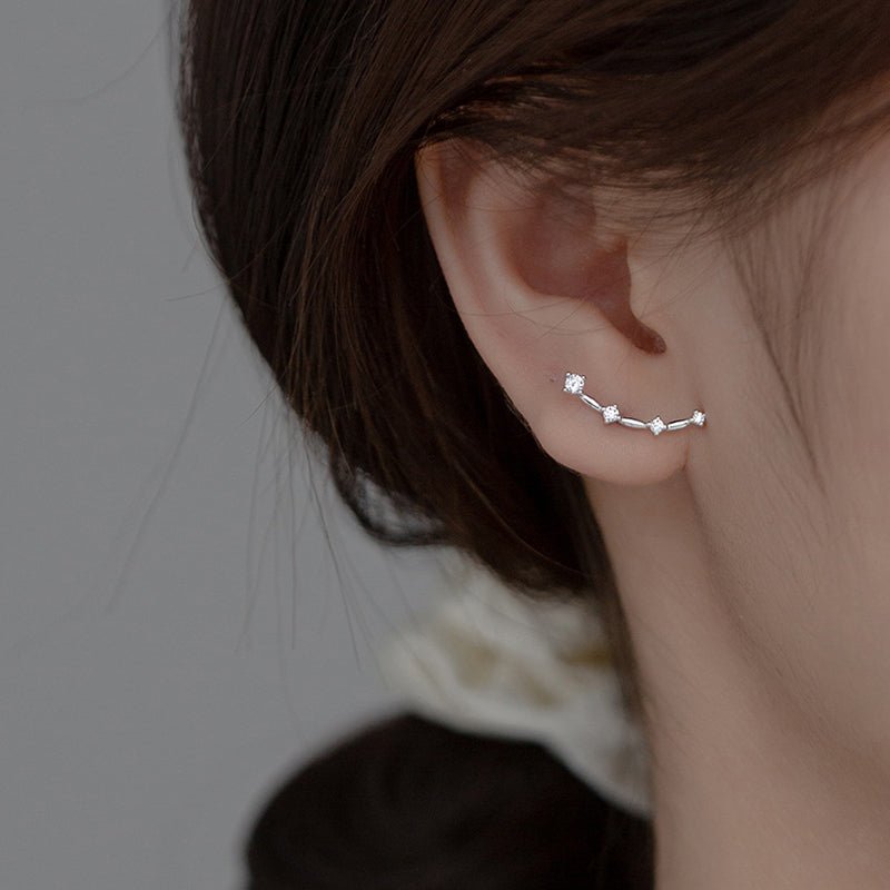 Sterling Silver CZ Arch Earrings-0