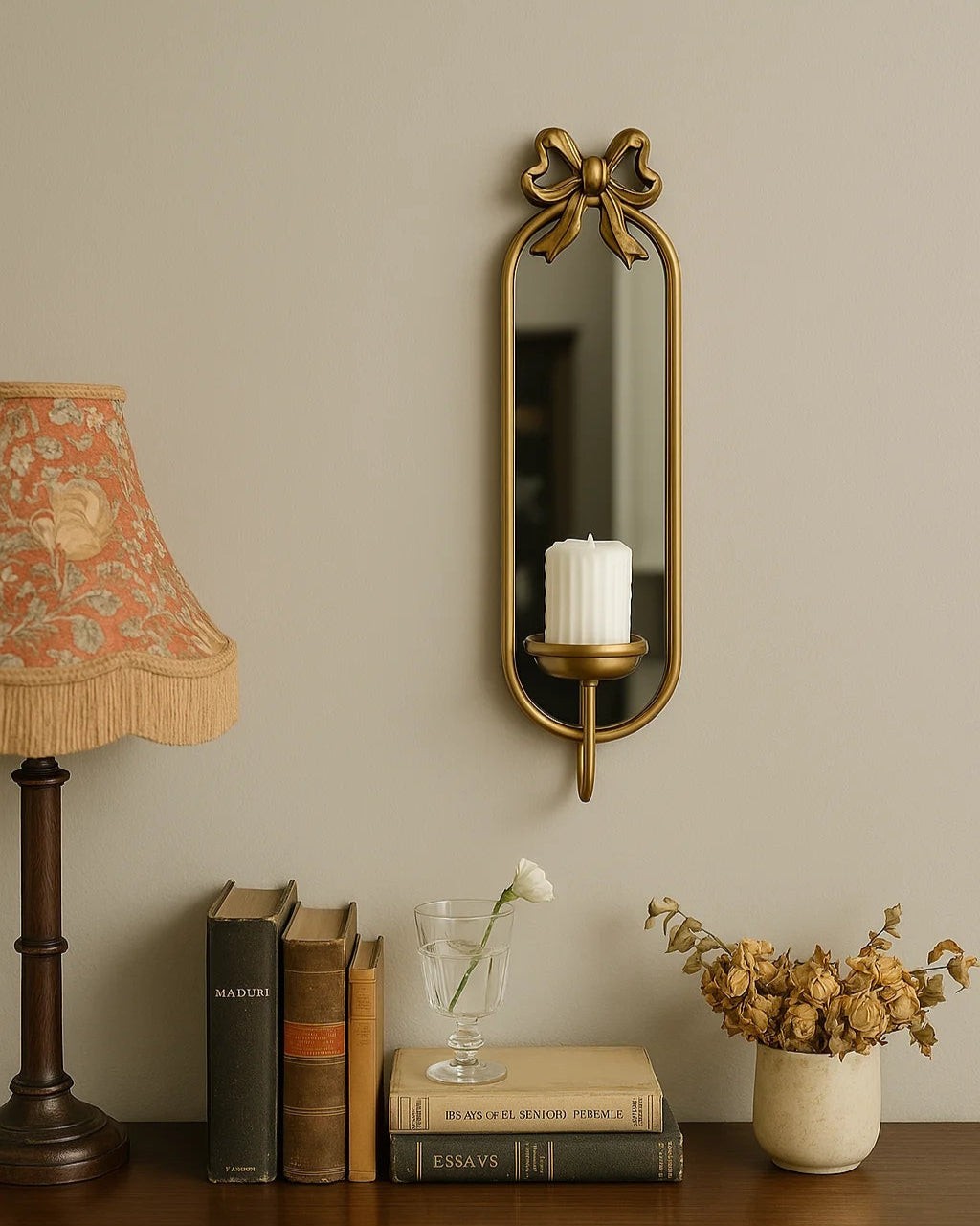 Vintage Wall Mirror with Candle Holder-0