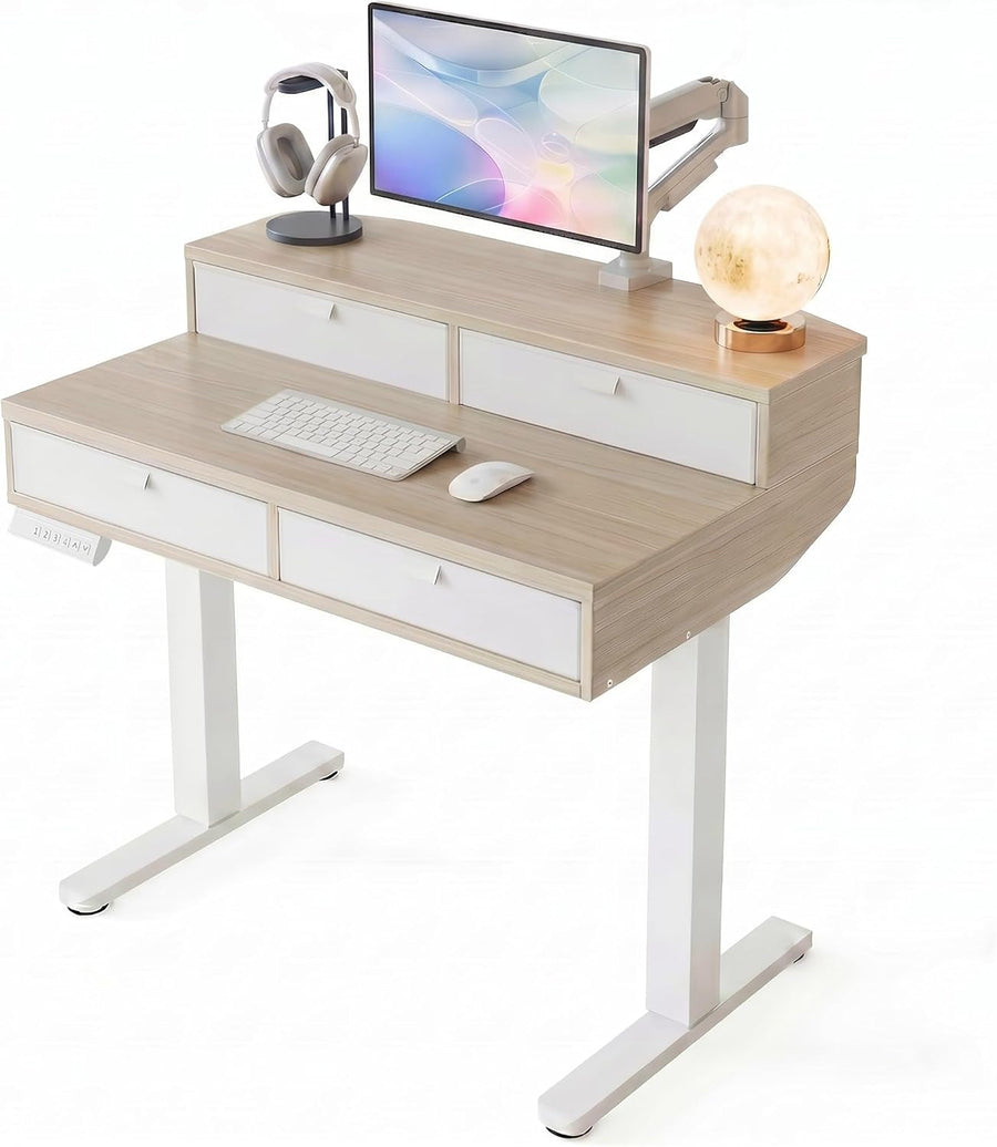 32 × 20-inch Electric Standing Desk with 4 Drawers