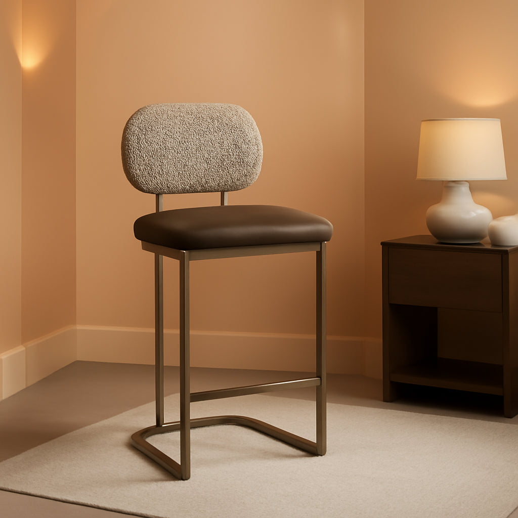 Set Of 3 Modern Gold Bar Stools With Back-0