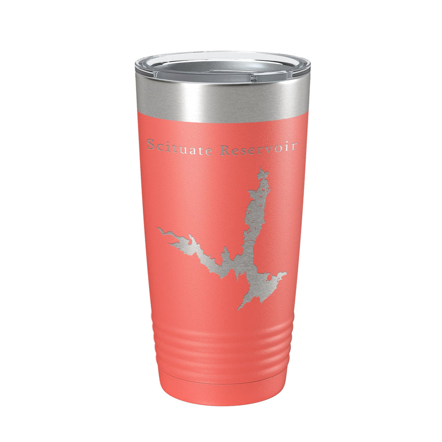 Scituate Reservoir Tumbler Lake Map Travel Mug Insulated Laser Engraved Coffee Cup Providence Rhode Island 20 oz