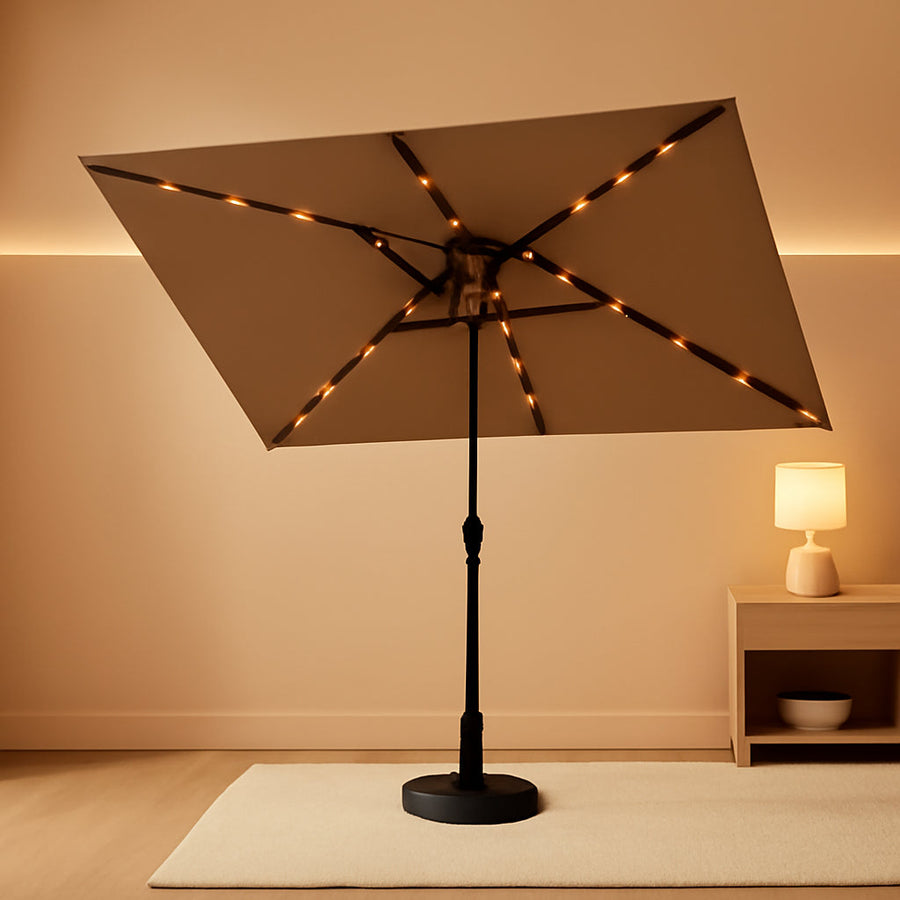 6.5x10ft Rectangular Patio Umbrella With Solar LEDs