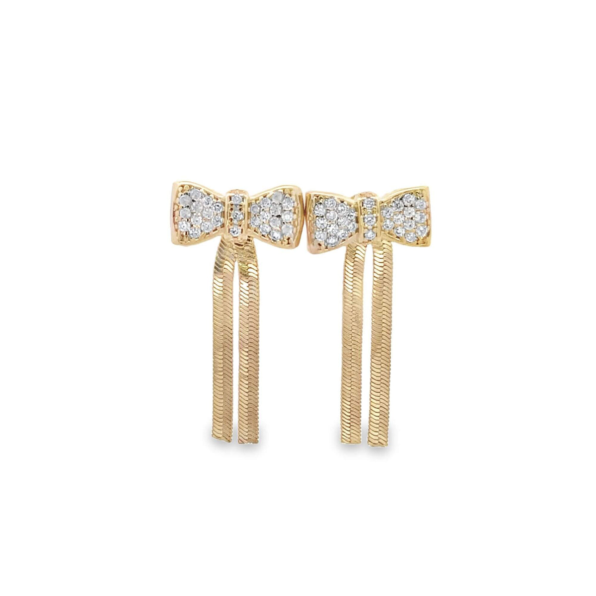 CZ Paved Herringbone Bowtie Stud Earrings (L293A)-0