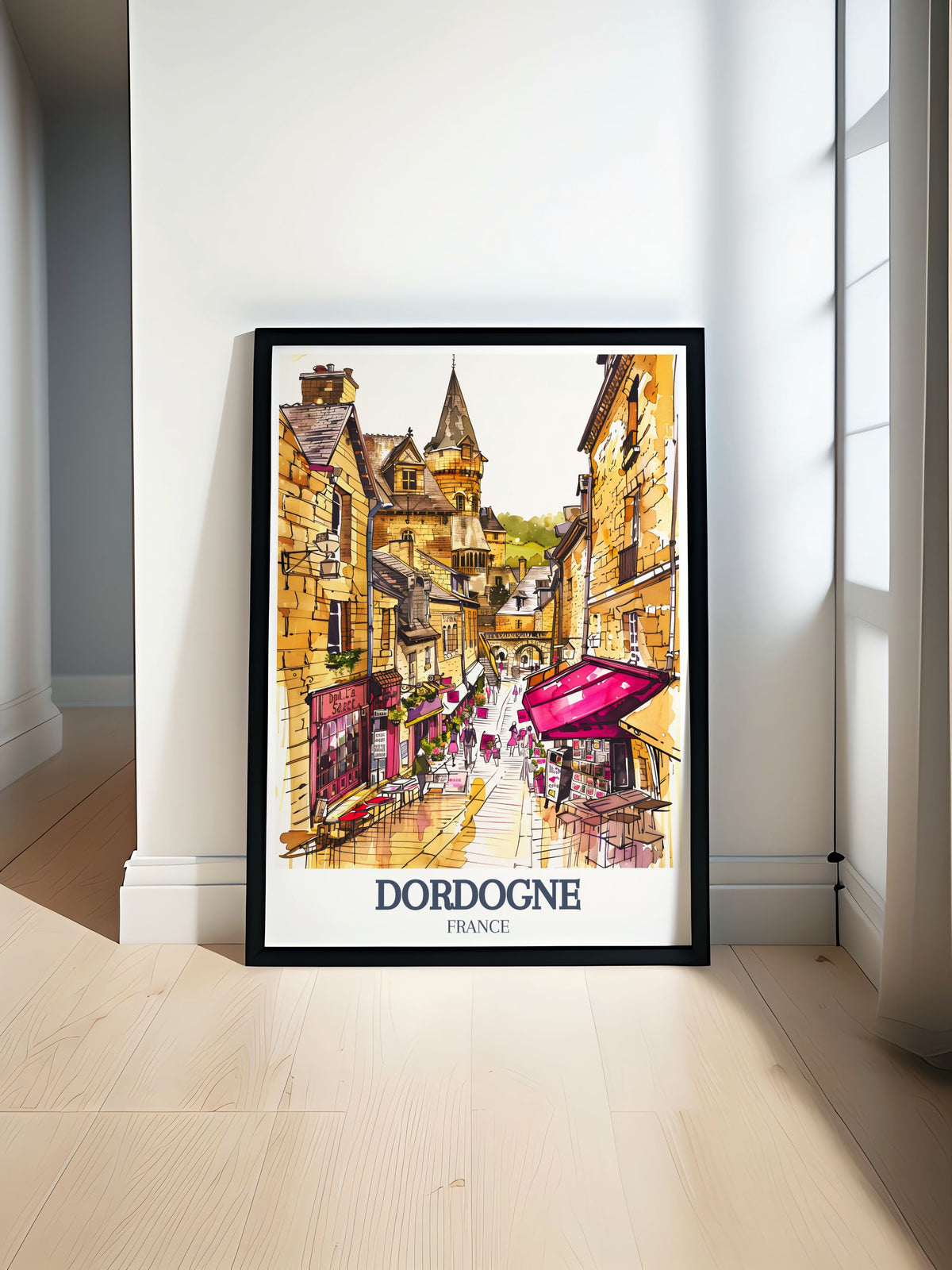 Dordogne Elegant Posters Sarlat La Caneda And Cathedral Of Saint Sacerdos Travel Prints France Wall Decor-0