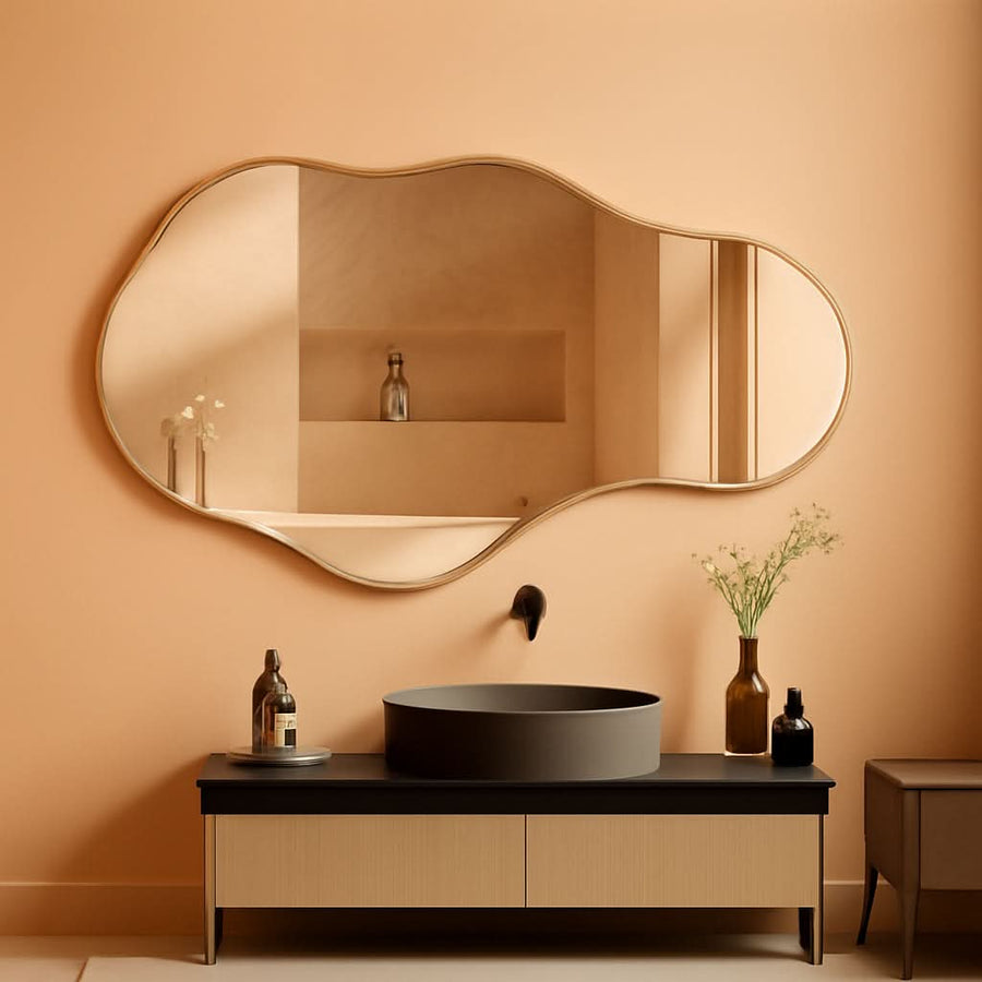 Rose Gold Irregular Wall Mirror — 22 × 36 in