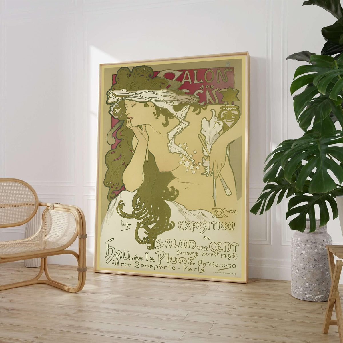 Alphonse Mucha Salon Des Cent 1896 French Art Nouveau Poster Print-0