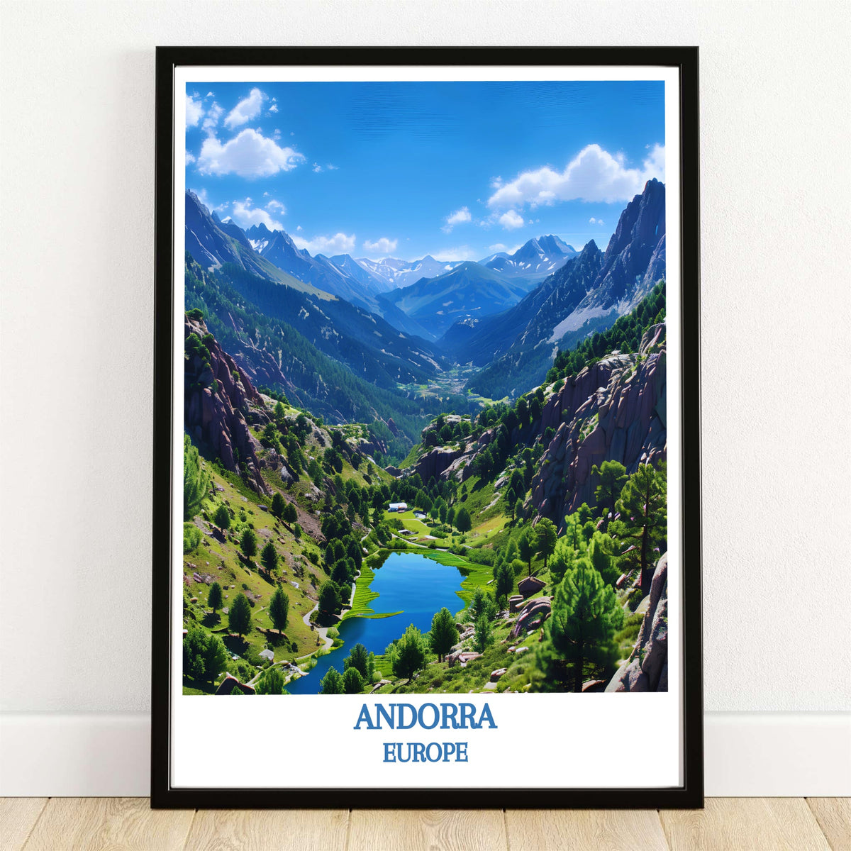 Andorra Valley of Madriu-Perafita-Claror Travel Poster Mountain Lake Print Art-0