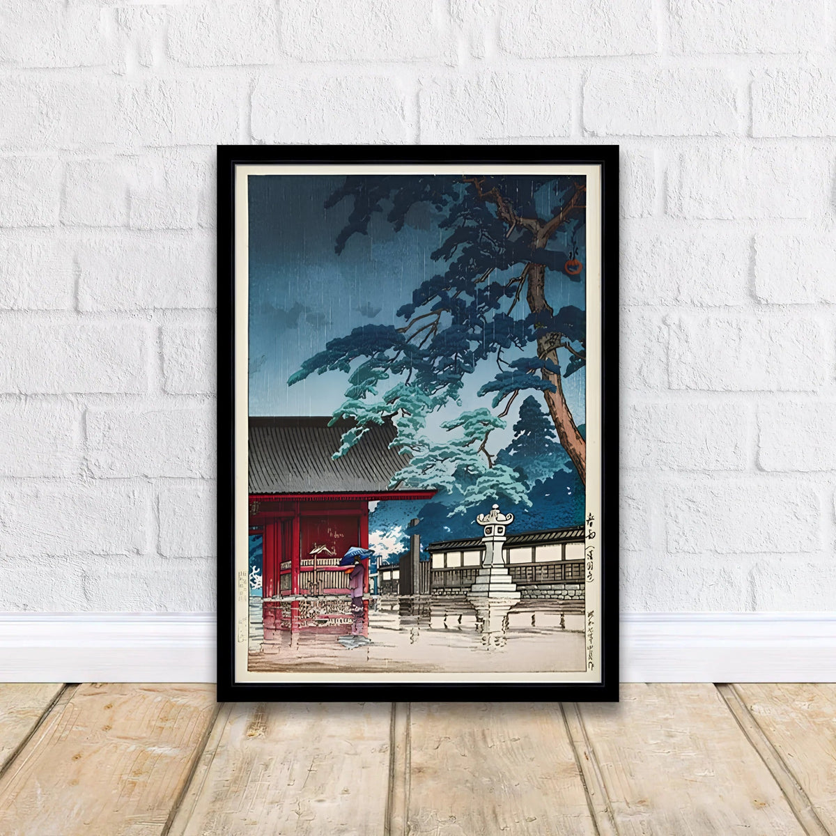 Kawase Hasui Spring Rain Gokokuji Temple 1932 Japanese Shrine Print-0