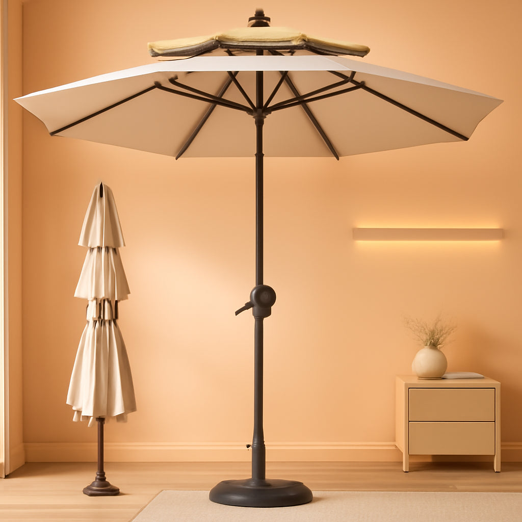 9Ft Weather Resistant Outdoor Patio Umbrella Auto Tilt-0