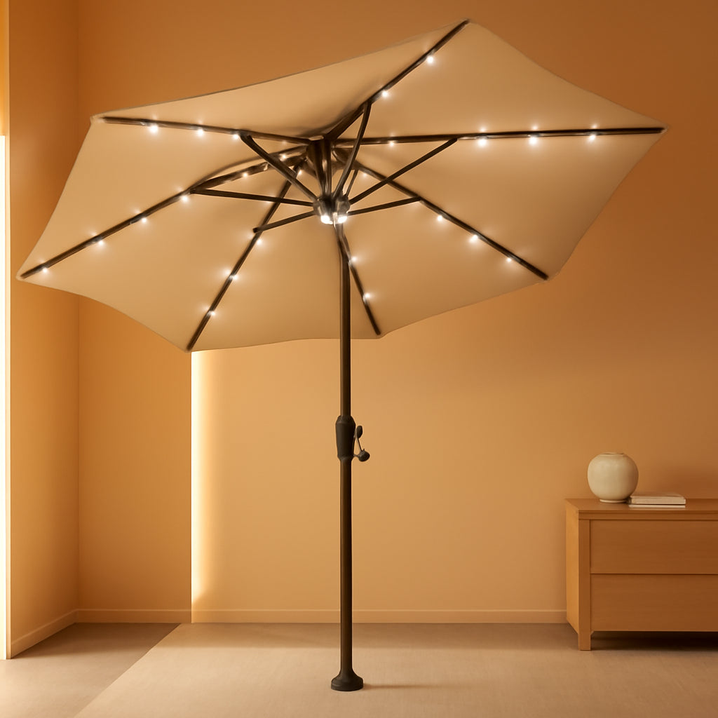 10Ft Solar Patio Umbrella LED Ambient Illumination-0
