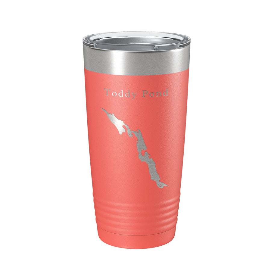 Toddy Pond Tumbler Lake Map Travel Mug Insulated Laser Engraved Coffee Cup Maine 20 oz