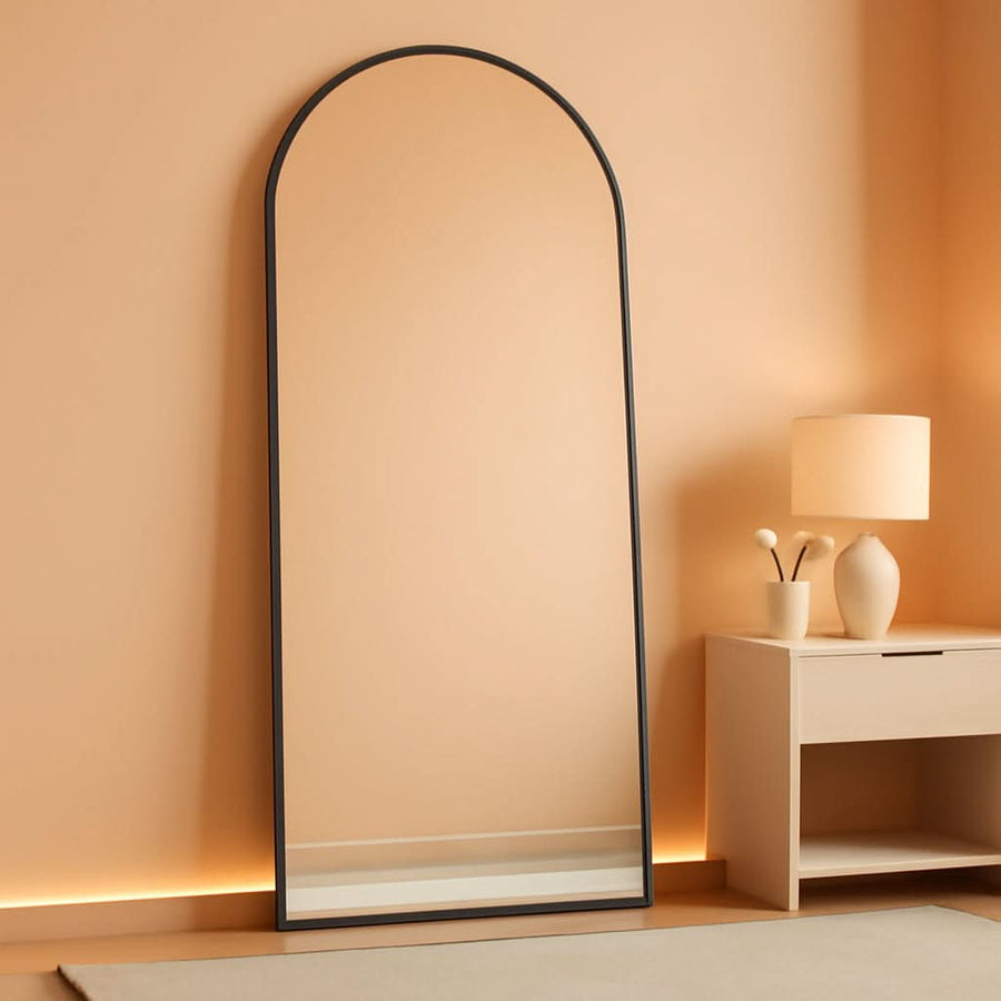 71x28 Black Aluminum Freestanding Full Length Mirror
