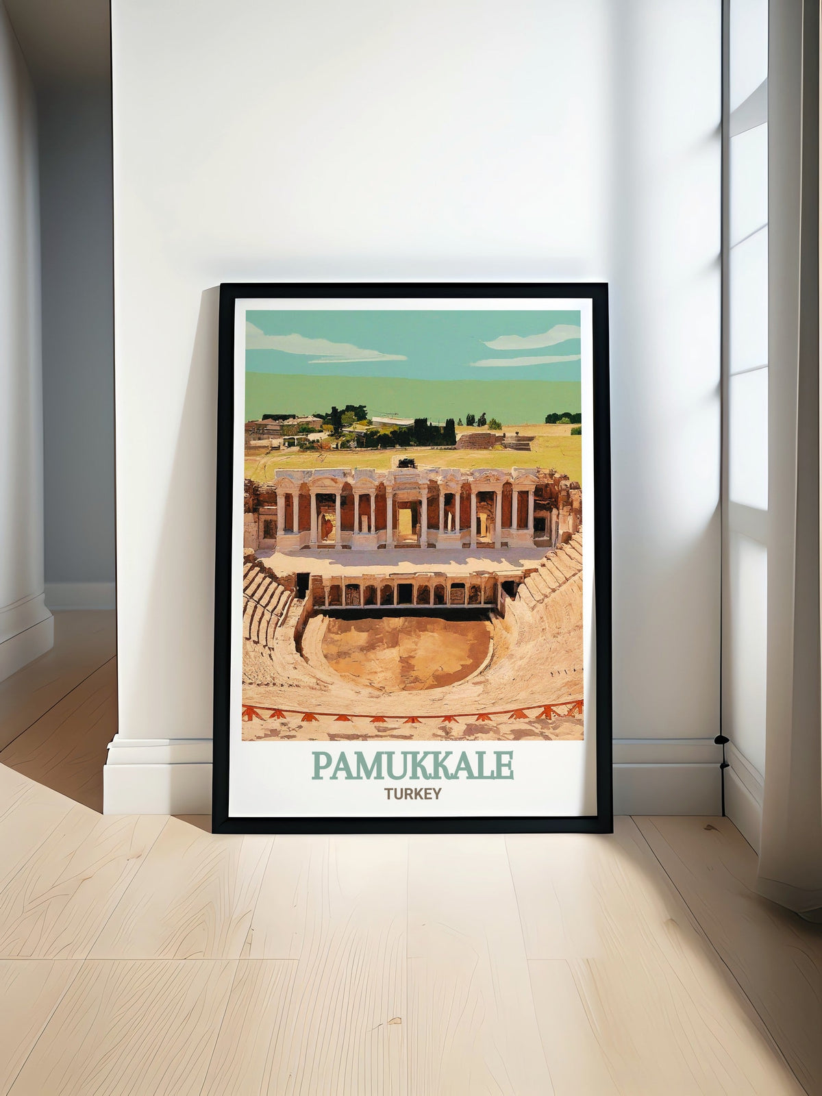 Pamukkale Poster - Hierapolis Theatre Decor - Turkey Wall Print - Turkey Travel Poster-0
