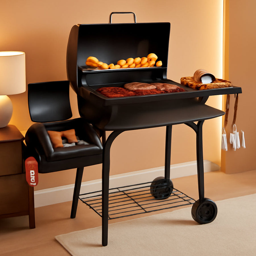 Charcoal Offset Grill Smoker With Side Fire Box 744 SqIn Backyard