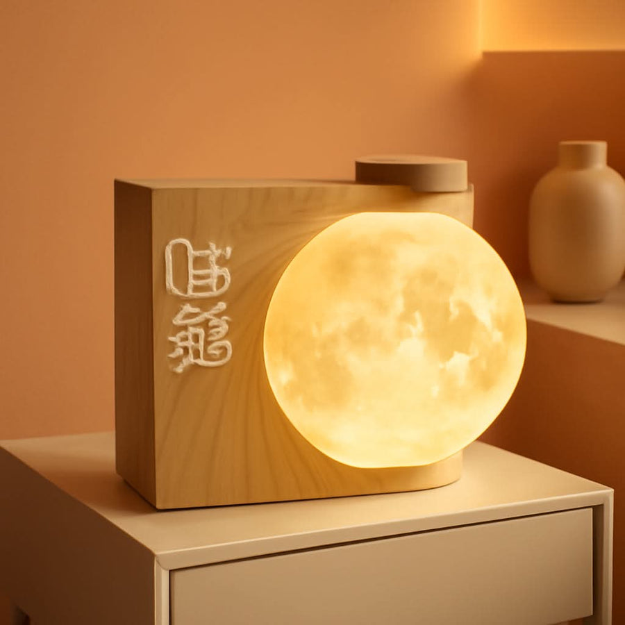 Rotatable Moonlight Sunrise Alarm Clock,Sound Machines, Night Lamp for Bedrooms with Snooze, 10 Light Effects, 30/60/90 Timer, 10 Sleep Nature Sounds,15 Ringtones,12 Volume (Light Woodgrain)