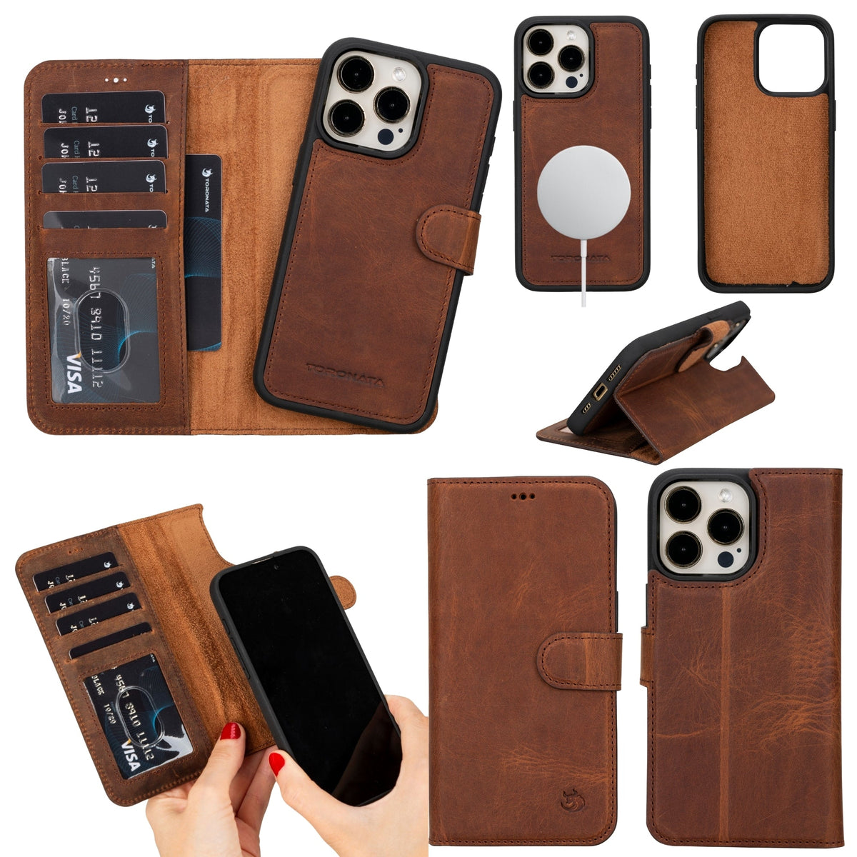 Casper Leather iPhone 15 Pro Max Wallet Case | Detachable MagSafe Compatible RFID Protection-0