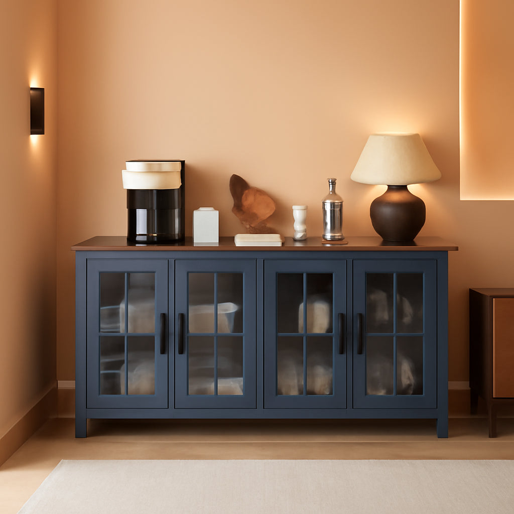 63Inch Navy Blue StorageUnit Sideboard Buffet Cabinet-0