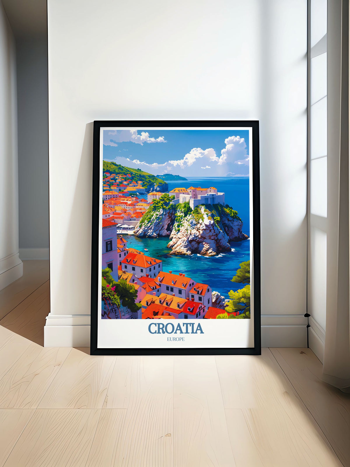 Croatia Poster Dubrovnik Old Town Print Adriatic Sea Travel Poster-0