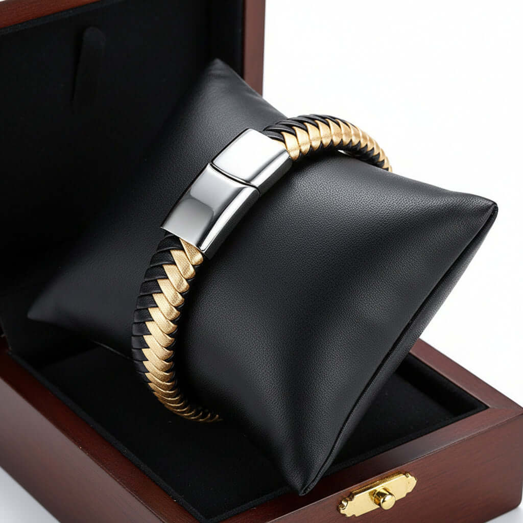 custom engraved men's leather bracelet Custom Wristband-5