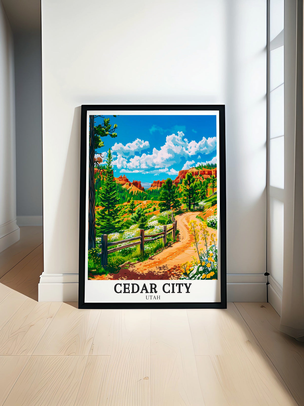 Cedar City Travel Print - Cedar City Travel Poster - Red Cliffs National Conservation Area Art - Cedar Canyon Artwork - Utah Living Room Decor-0