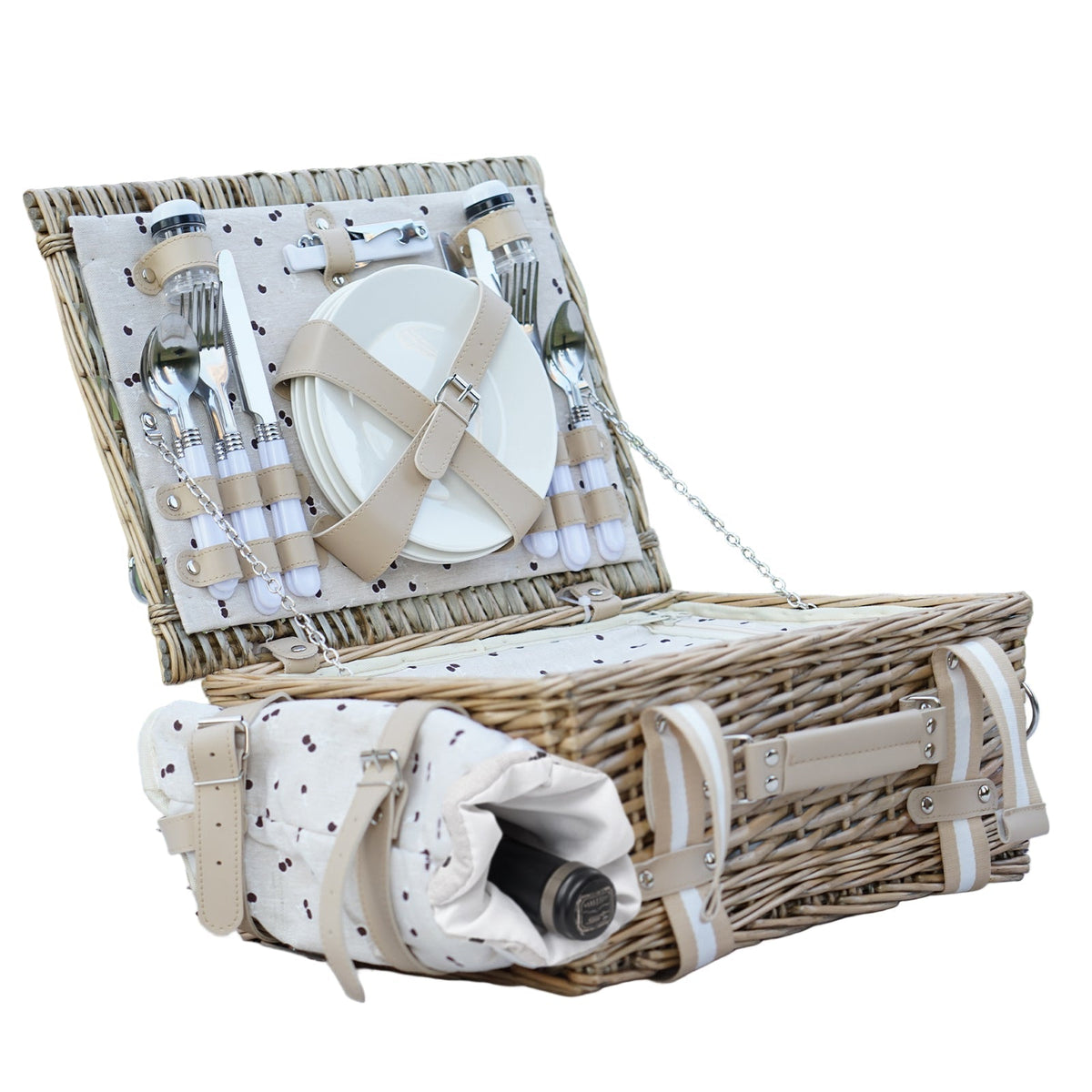 Four-Person Rattan Picnic Basket Set-0