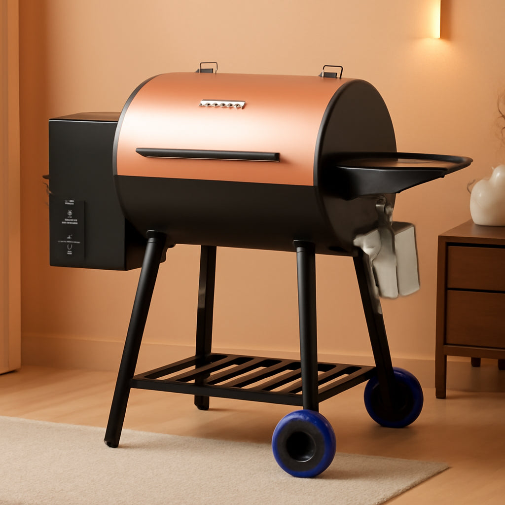 Black Heavy Duty Pellet Grill Smoker Programmable Temperature Control-0
